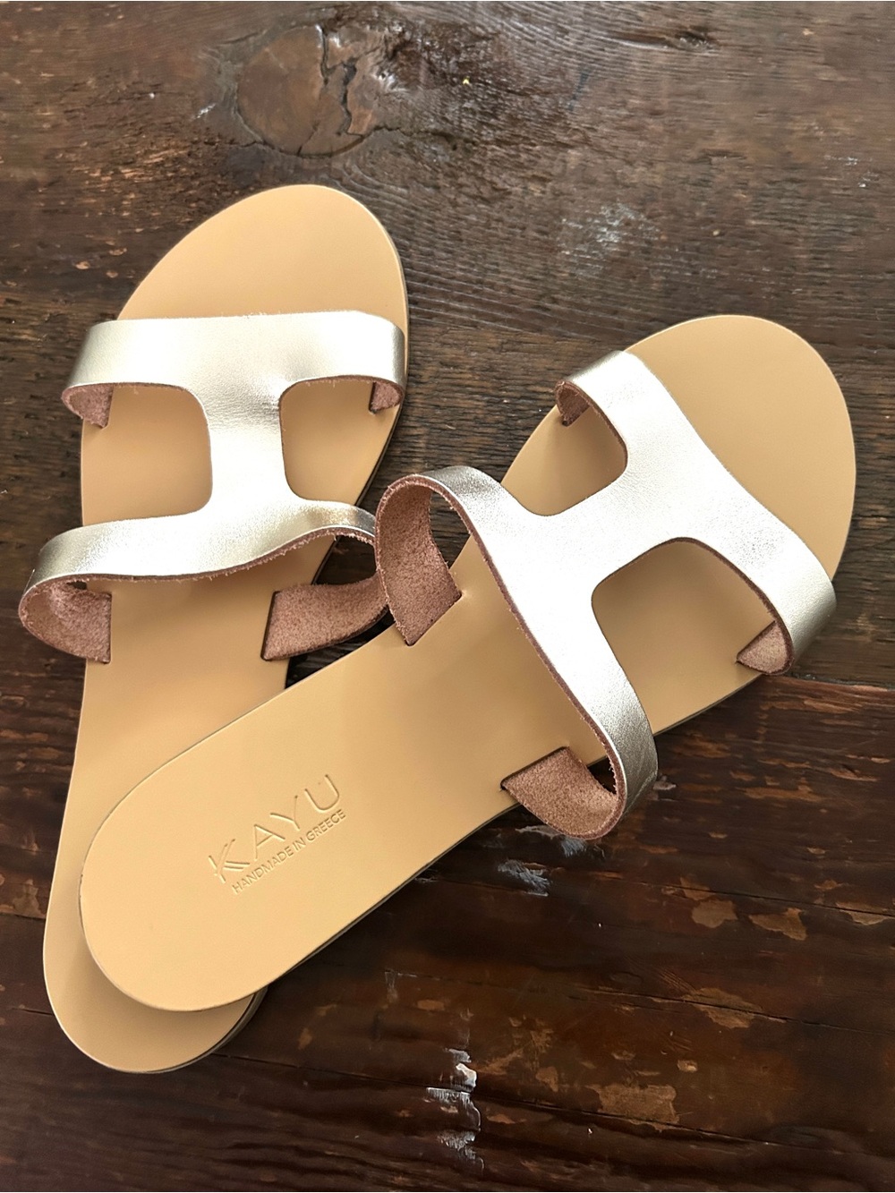 KAYU Metallic Gold Slip-On Sandals for Women